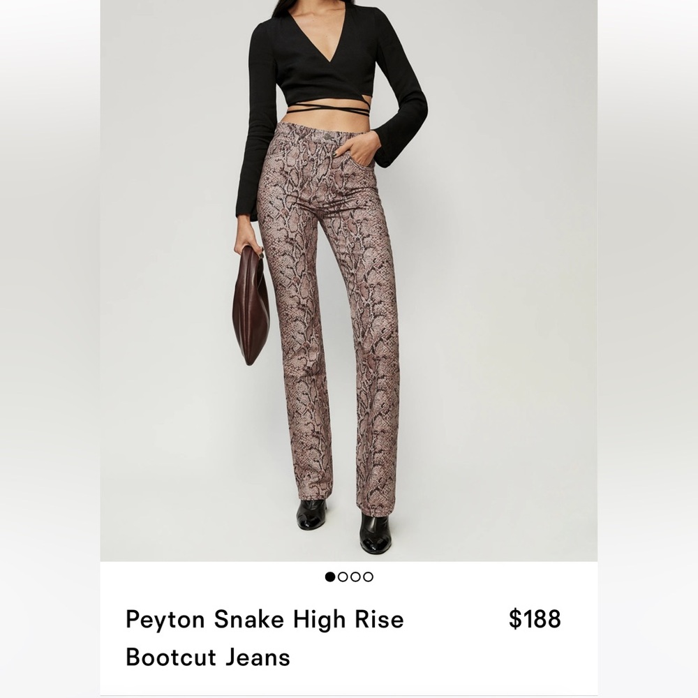 Reformation Peyton snake high rise bootcut jeans